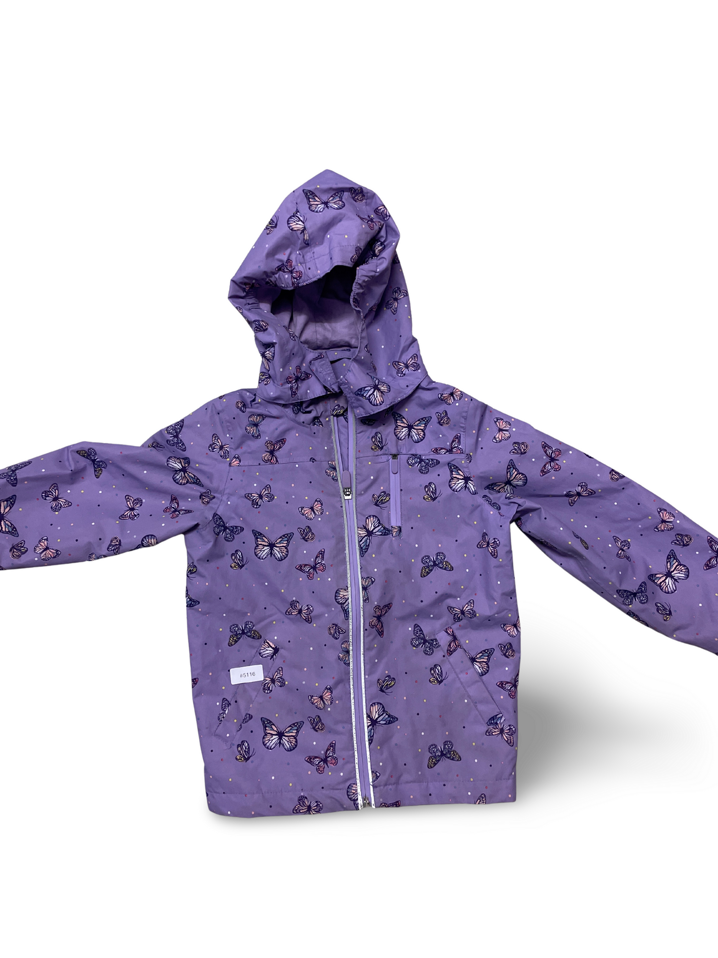 Regenjacke mit Kapuze und Schmetterlingsprint - Gr. 110