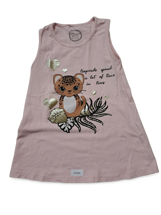 Rosa Kleid mit Leopardenmotiv - Gr. 92