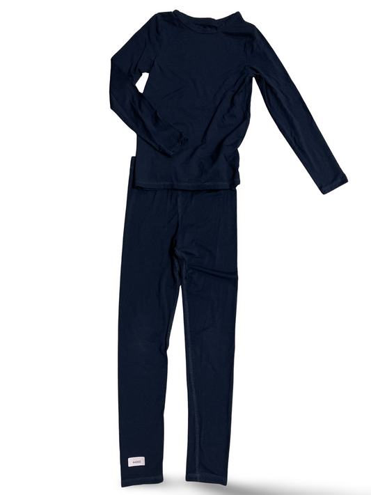 Dunkelblauer Schlafanzug Langarmshirt und Leggings - Gr. 122