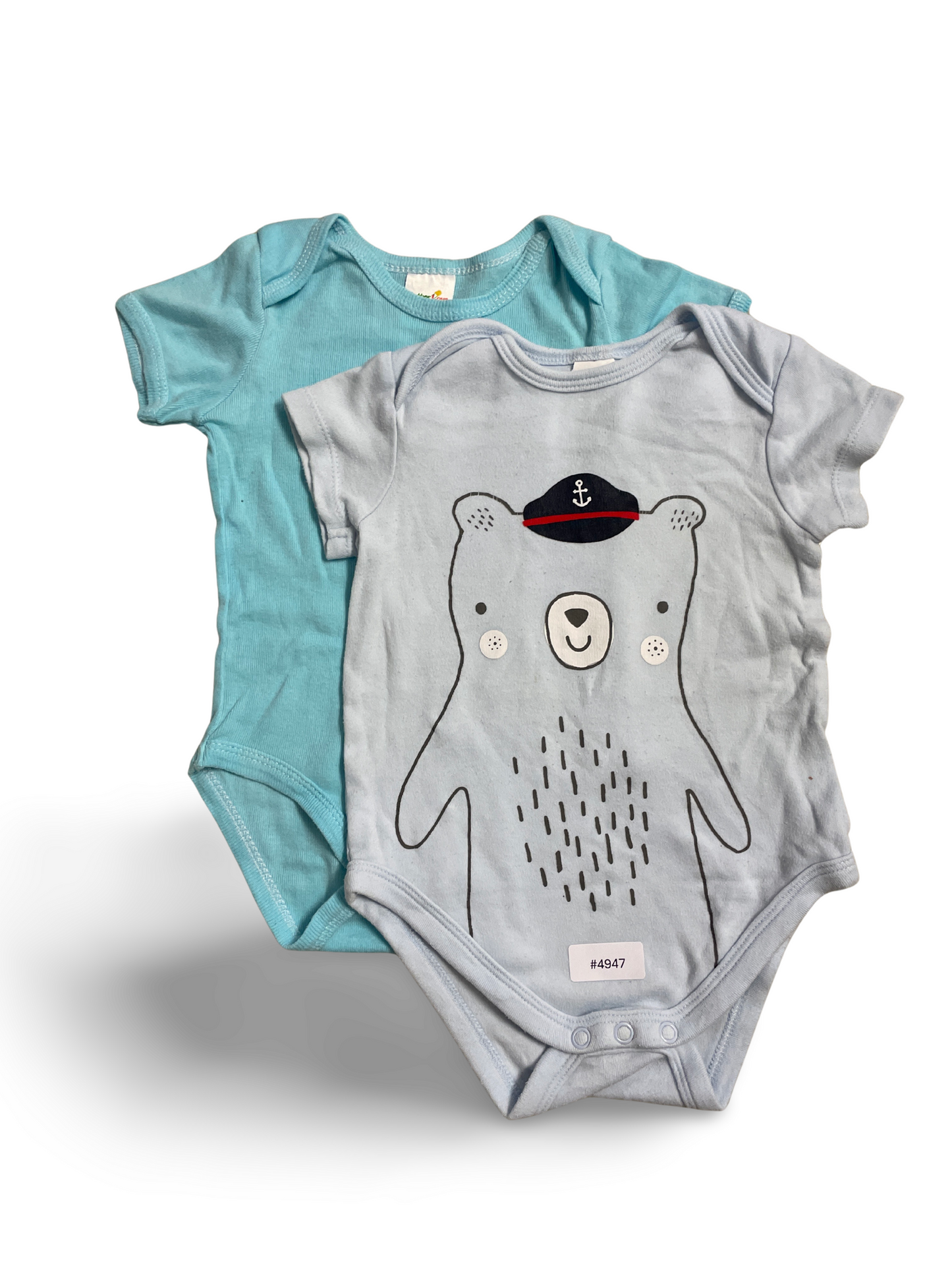 2er Bundle Kurzarm-Bodys mit Bärmotiv Hellblau - Gr. 74