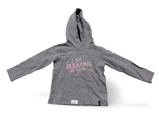 Kapuzenpullover grau mit rosa Schriftzug - Gr. 104