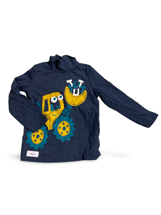 Langarmshirt mit Rollkragen und Traktorprint - Gr. 86