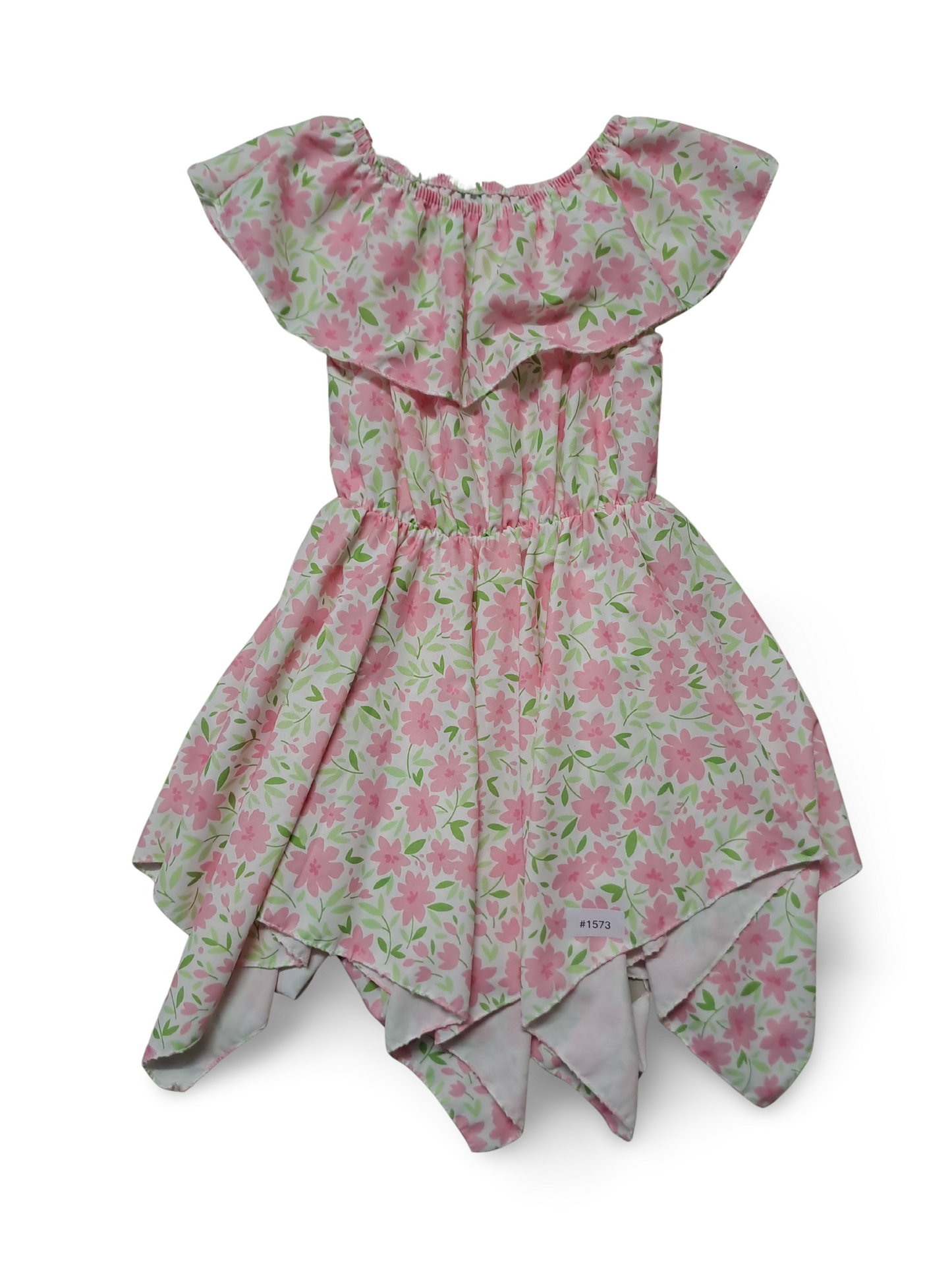 Kleid mit Volant, Blumenmuster und Zipfelsaum - Gr. 98