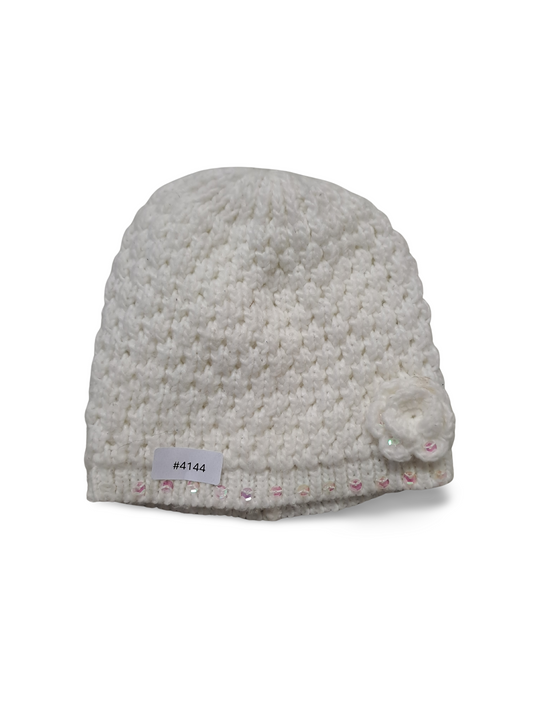 Gestrickte Babymütze mit Blume - Gr. 98