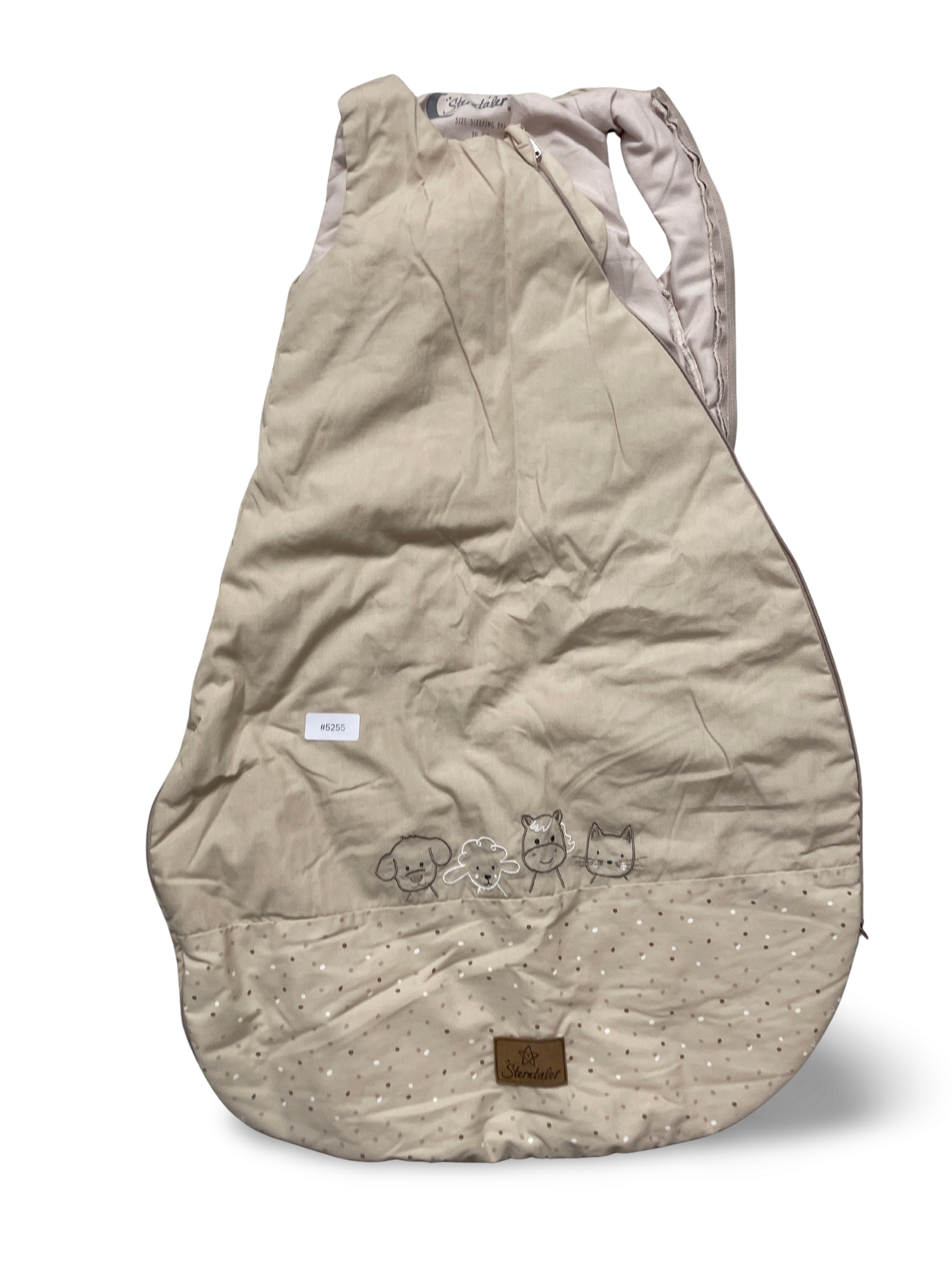 Schlafsack Rosa mit Tierstickerei und Punkten - Gr. 68