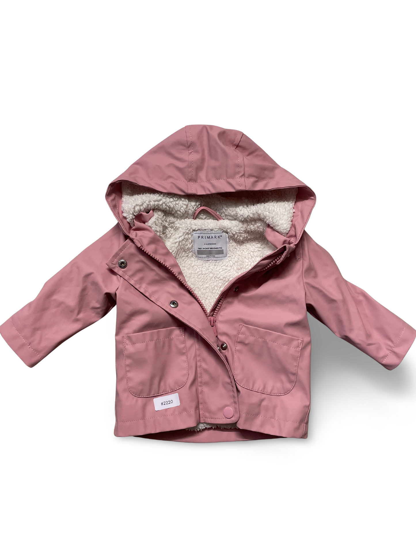 Rosa Kapuzen-Regenjacke mit Teddyfutter - Gr. 68