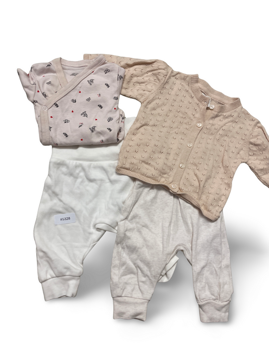 2er Bundle Strumpfhosen mit Wickelbody und Strickjacke - Gr. 50
