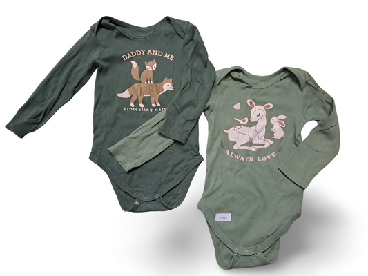 2er Bundle Langarmbodys mit Waldtier-Print - Gr. 92