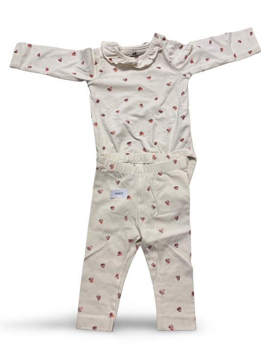 Langarmbody und Leggings mit rosa Blumenprint - Gr. 74
