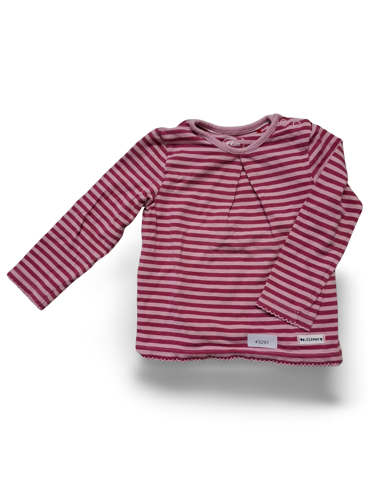 Long-sleeved shirt, pink and white striped - size 80