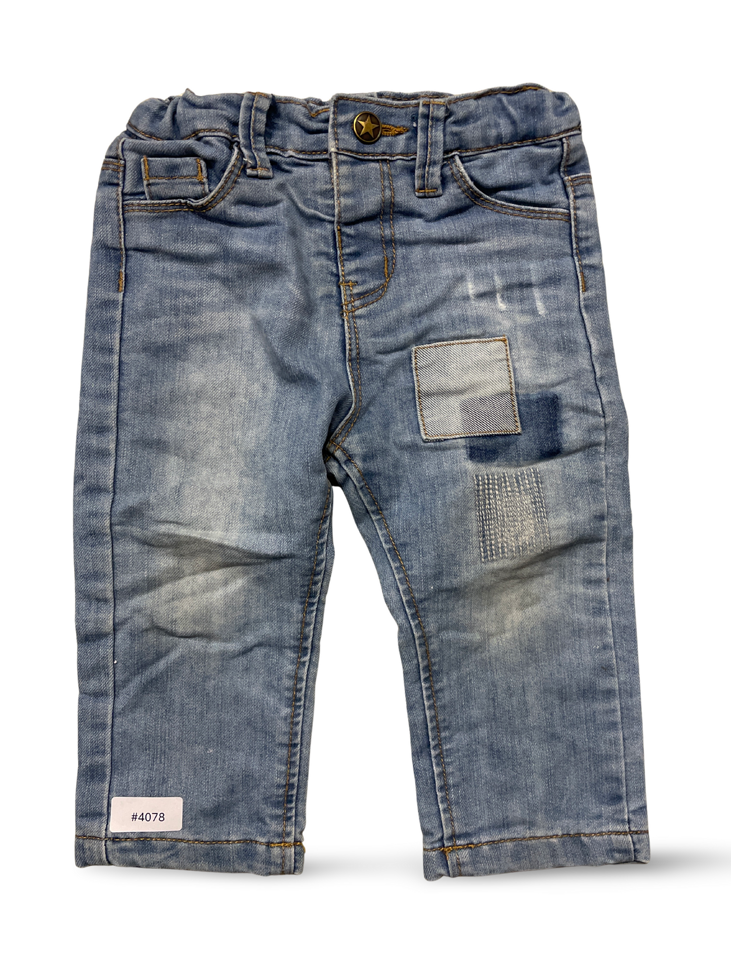 Jeanshose hellblau mit Flicken - Gr. 74