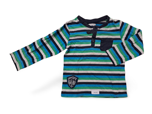 Gestreiftes Langarmshirt mit Brusttasche - Gr. 98