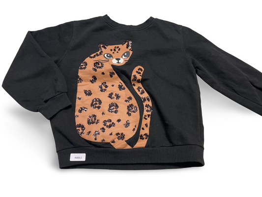Schwarzes Sweatshirt mit Katzen-Print - Gr. 122