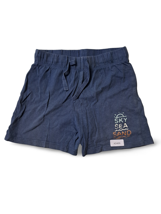 Blaue Jersey Shorts mit Kordel und Aufdruck - Gr. 104