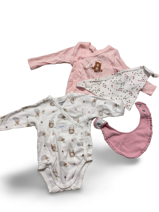 2er Bundle Strampler rosa und weiss mit Tierprint - Gr. 62