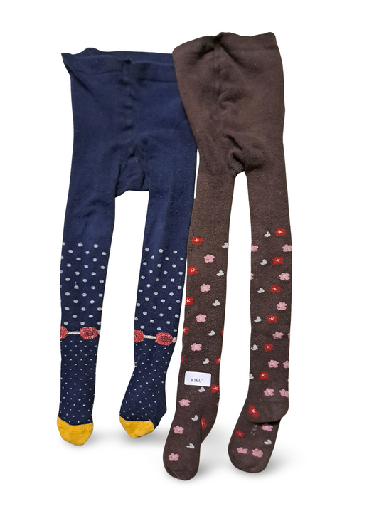 2er Bundle Strumpfhosen Punkte und Blumen - Gr. 98