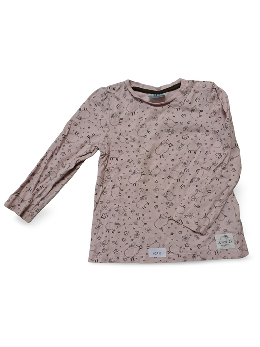 Langarmshirt Rosa mit Schafmuster - Gr. 98