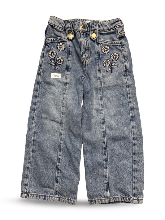 Jeanshose mit Blumenstickerei - Gr. 116