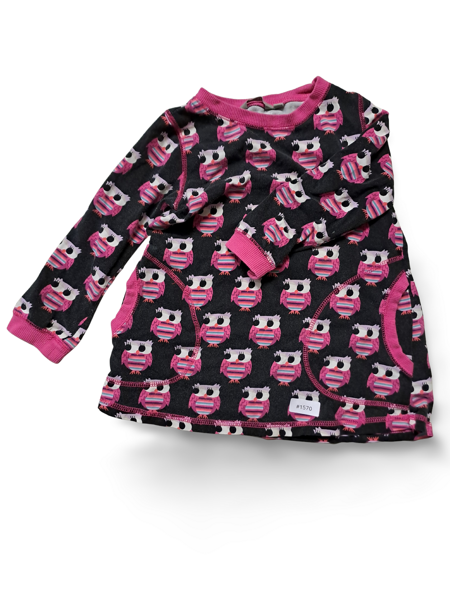 Langarmkleid mit Eulenprint - Gr. 98