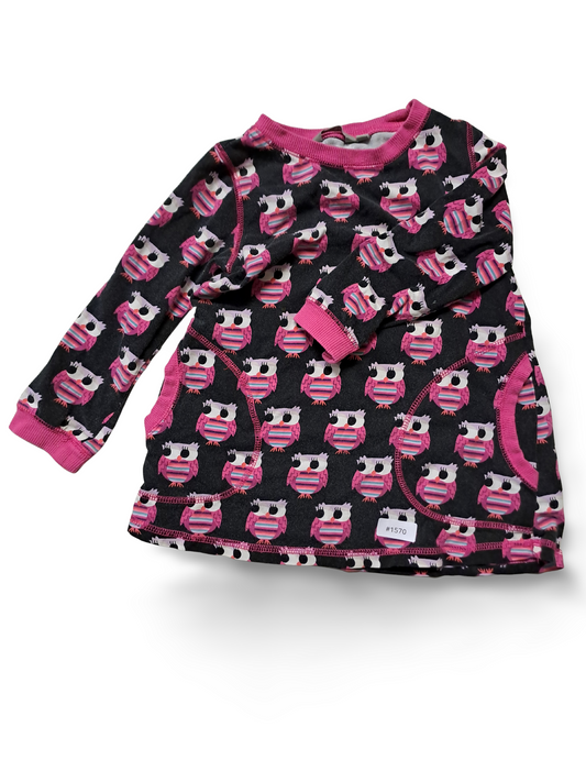 Langarmkleid mit Eulenprint - Gr. 98