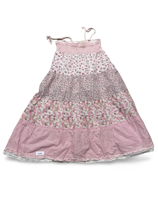 Rosa Trägerkleid mit Blumenmuster - Gr. 128