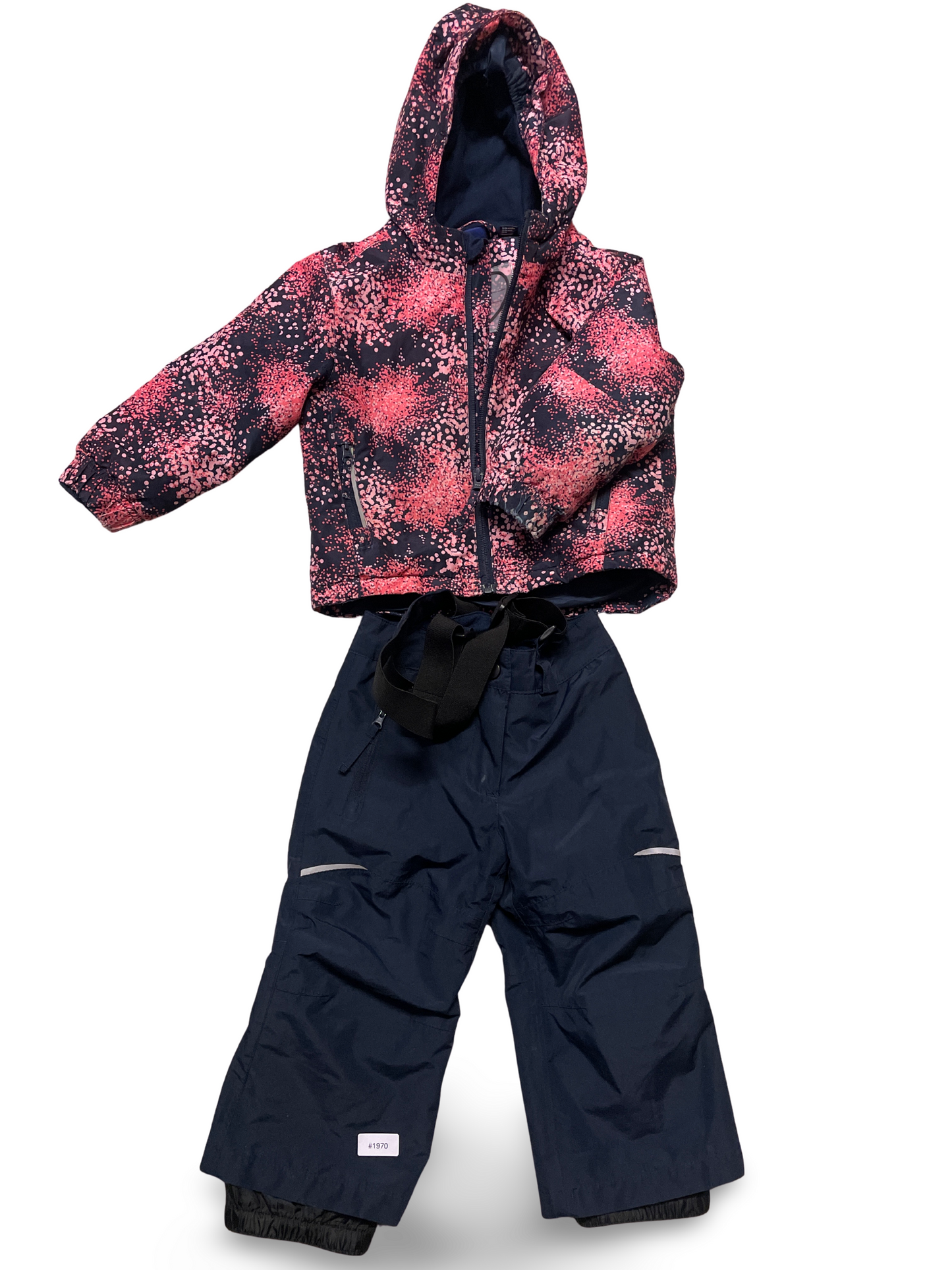 Gepunktete Jacke mit Kapuze und Schneehose - Gr. 86