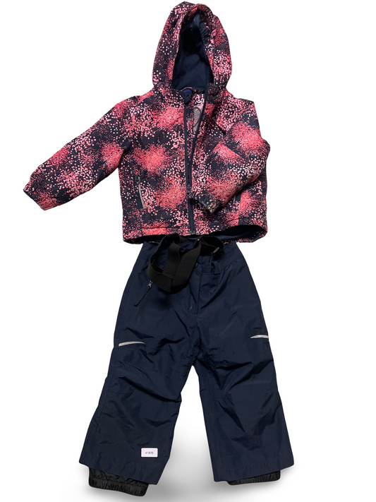 Gepunktete Jacke mit Kapuze und Schneehose - Gr. 86