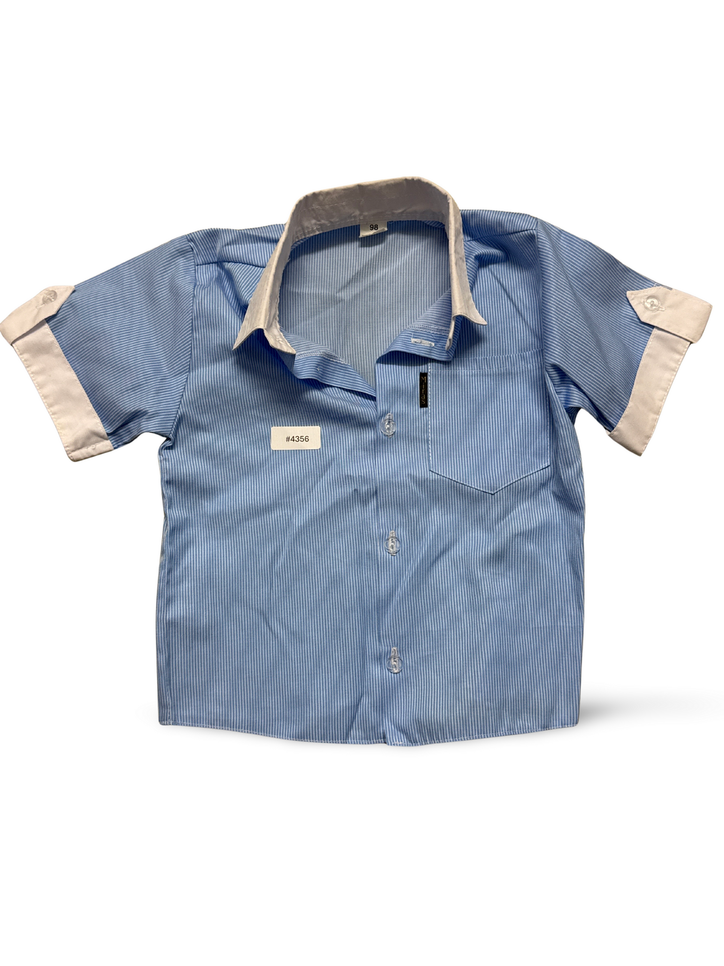 Kurzarm Kinderhemd mit weissem Kragen - Gr. 98