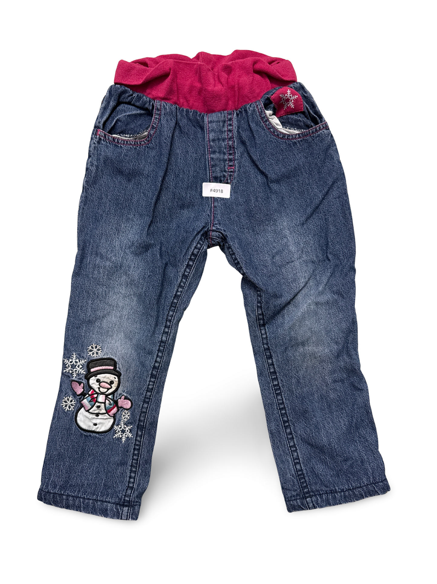 Jeanshose mit Schneemannstickerei - Gr. 98
