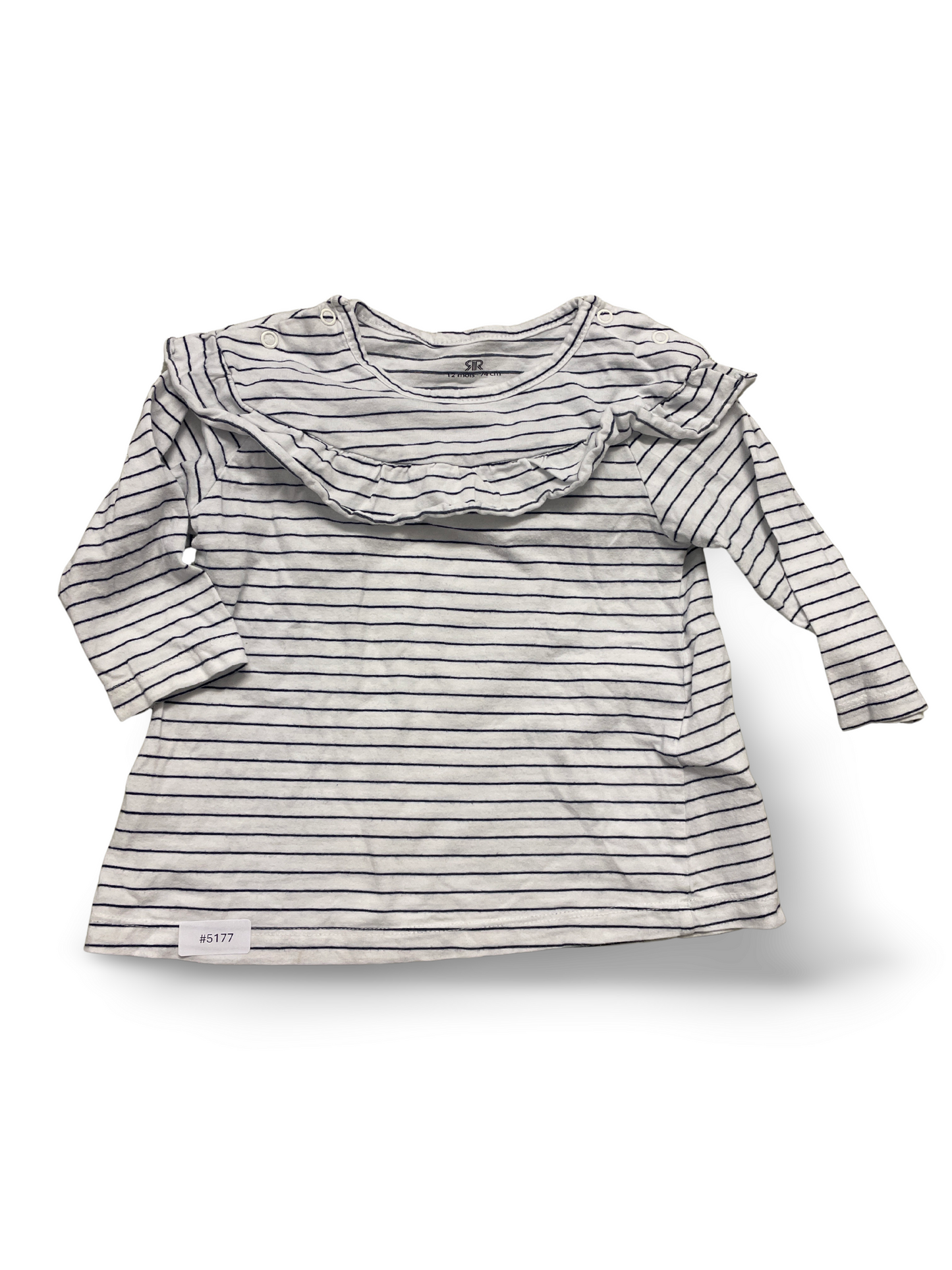 Langarmshirt gestreift mit Rüsche - Gr. 74