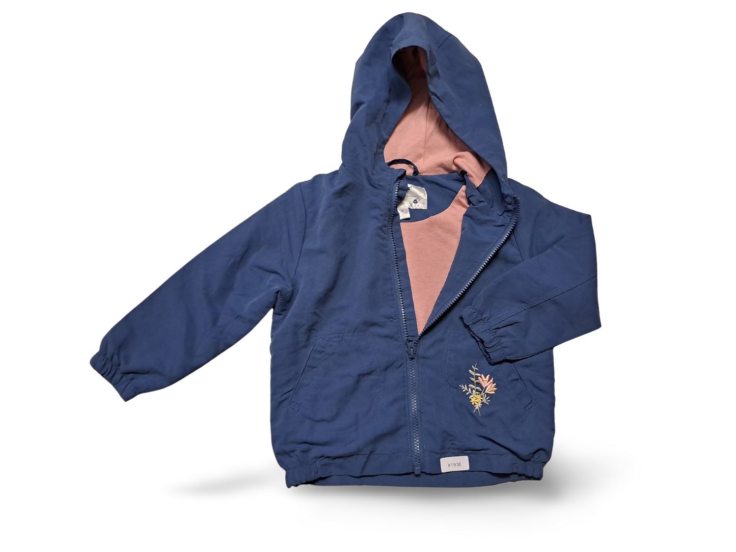 Gefütterte Kapuzenjacke mit Blumenstickerei - Gr. 98