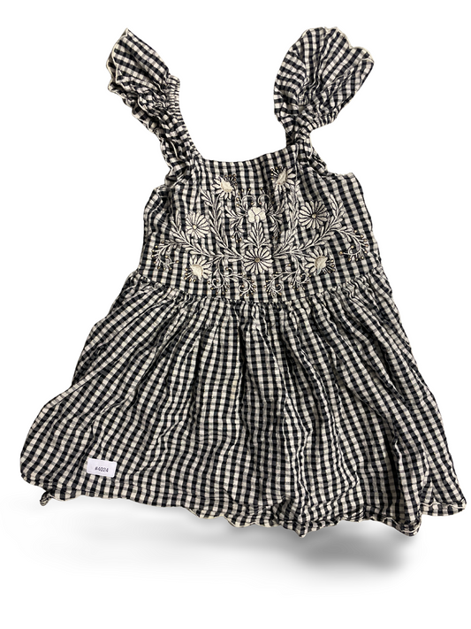 Kariertes Kleid mit Blumenstickerei - Gr. 104