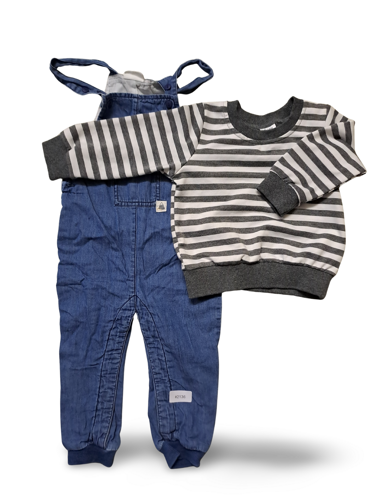 Latzhose mit gestreiftem Pullover - Gr. 80