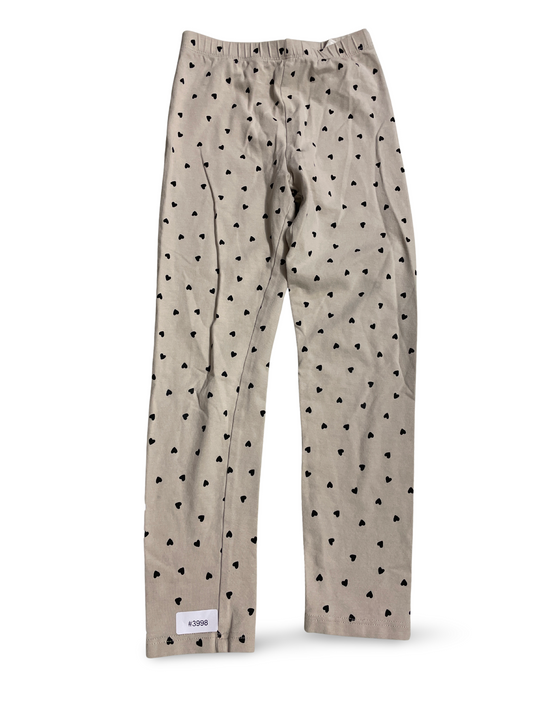 Beige Leggings mit schwarzen Herzchen - Gr. 122