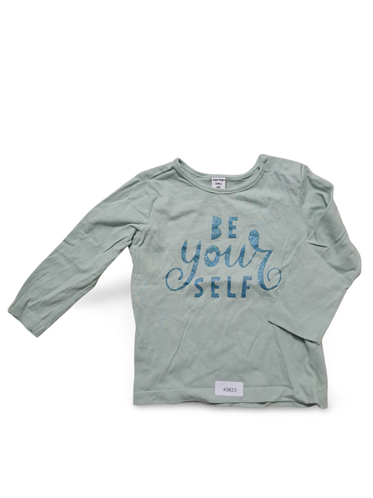 Langarmshirt mit Glitzer-Schriftzug - Gr. 80