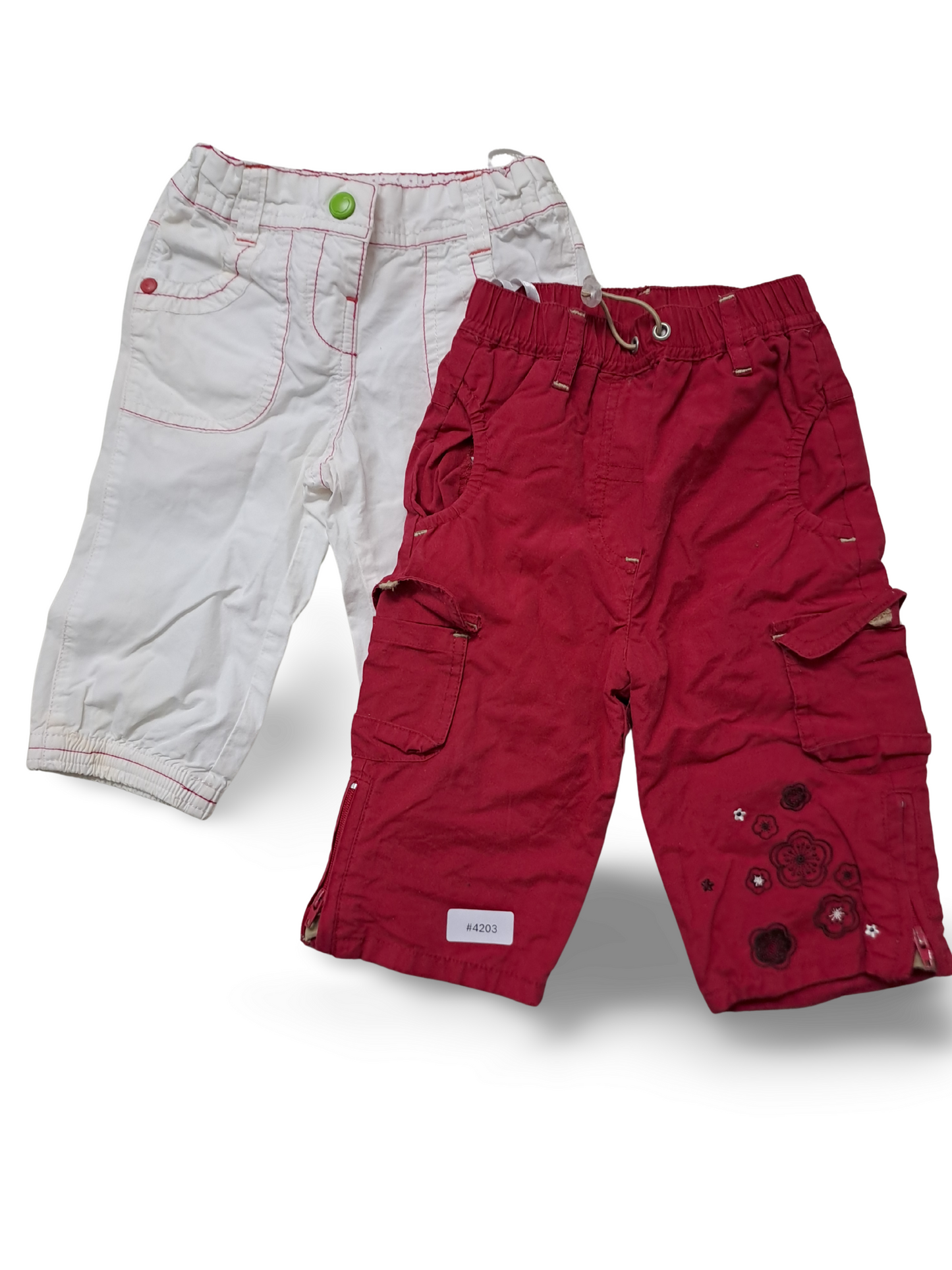 2er Bundle Hosen weiss und rot - Gr. 74