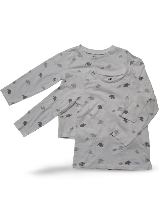 2er Bundle Langarmshirts Elefantenmuster - Gr. 92