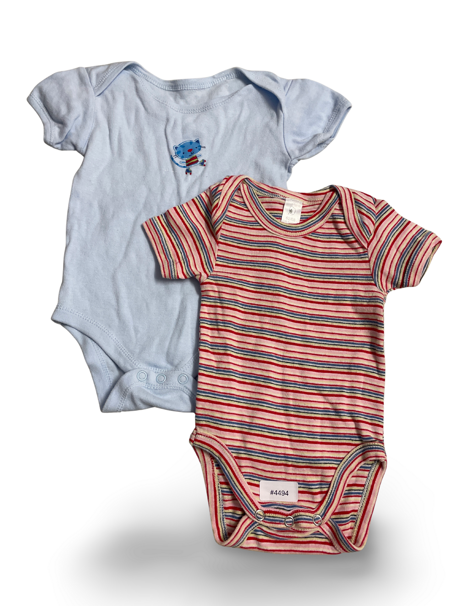 2er Bundle Kurzarm-Bodys gestreift und uni - Gr. 62