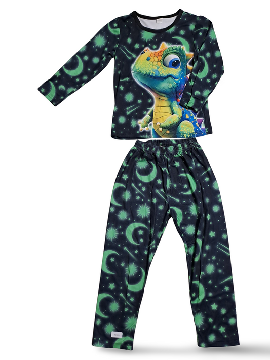 Zweiteiliger Pyjama mit Echsenmotiv - Gr. 122