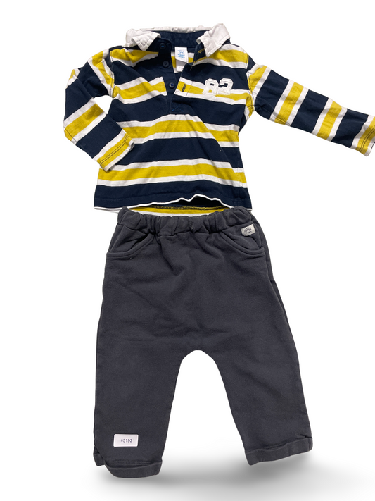 Gestreiftes Poloshirt und Jogginghose - Gr. 86