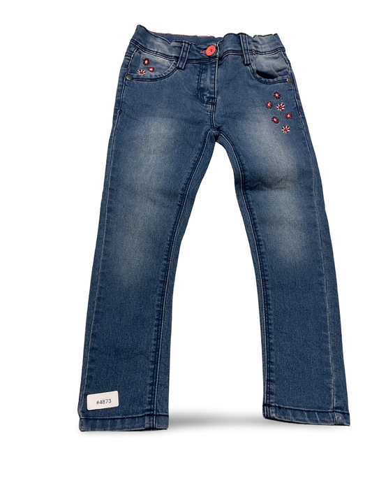 Jeanshose mit Blumenstickerei - Gr. 104