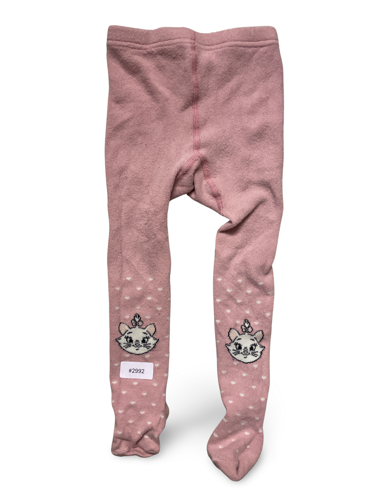 Rosa Strumpfhose mit Katzenmotiv und Punkten - Gr. 80