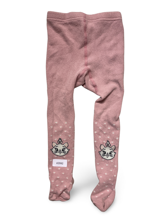 Rosa Strumpfhose mit Katzenmotiv und Punkten - Gr. 80