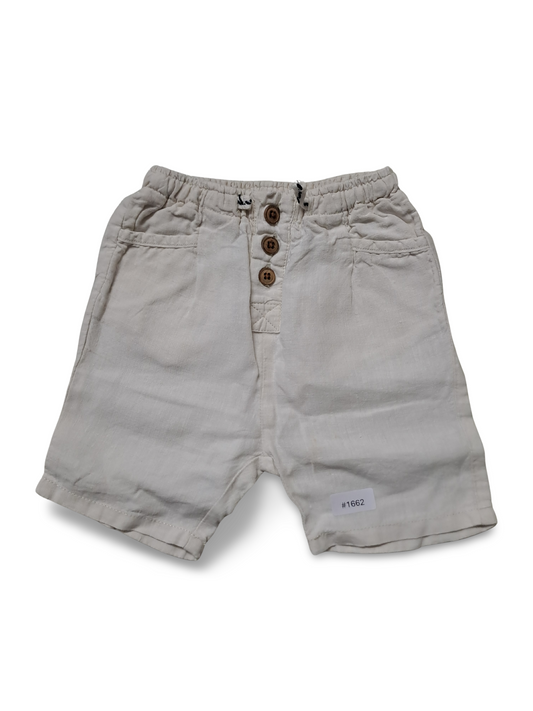 Beige Leinenshorts mit Knopfleiste - Gr. 92