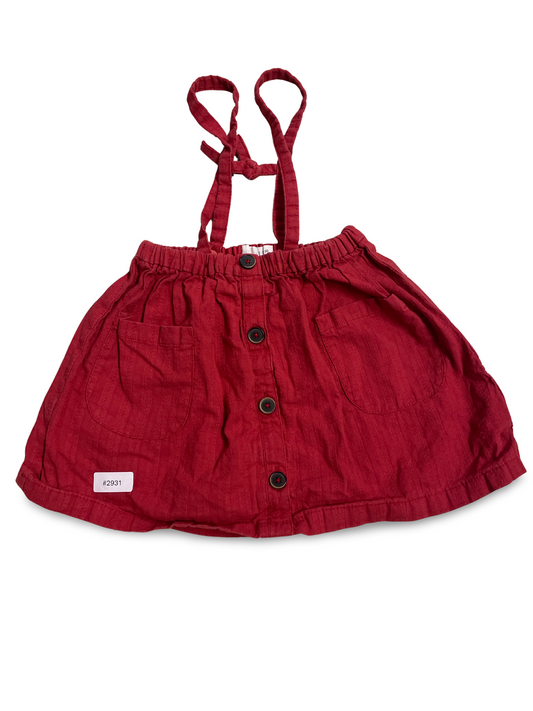 Roter Trägerrock mit Knopfleiste - Gr. 98