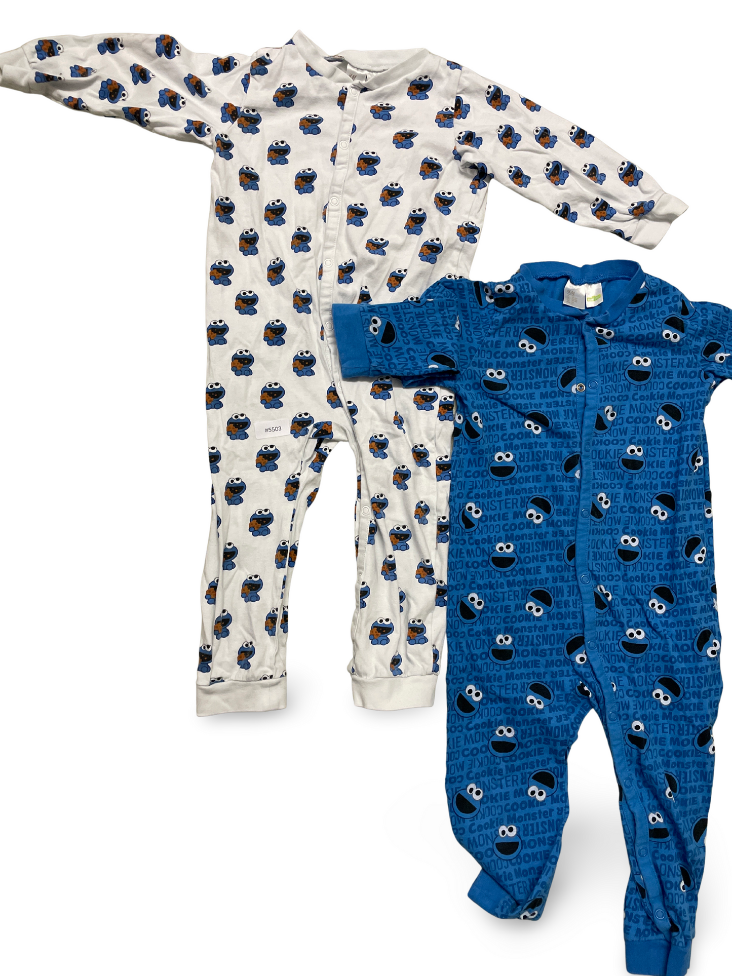 2er Bundle Strampler Cookie Monster weiss und blau - Gr. 92