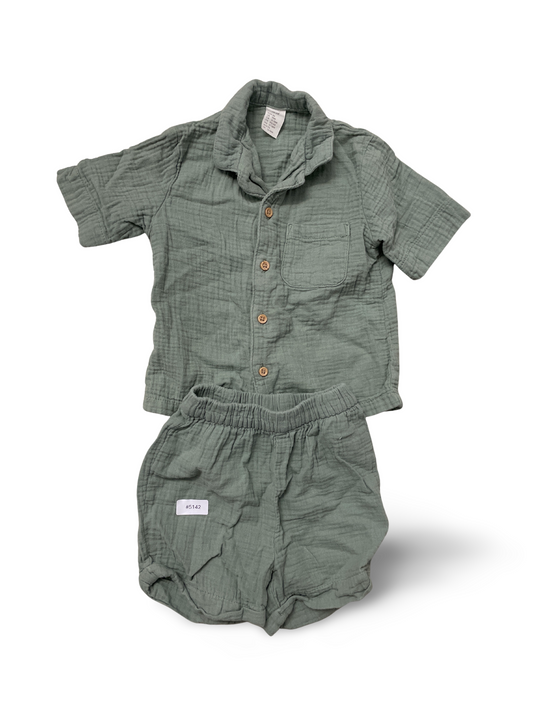 Musselin Zweiteiler: Hemd und Shorts - Gr. 86