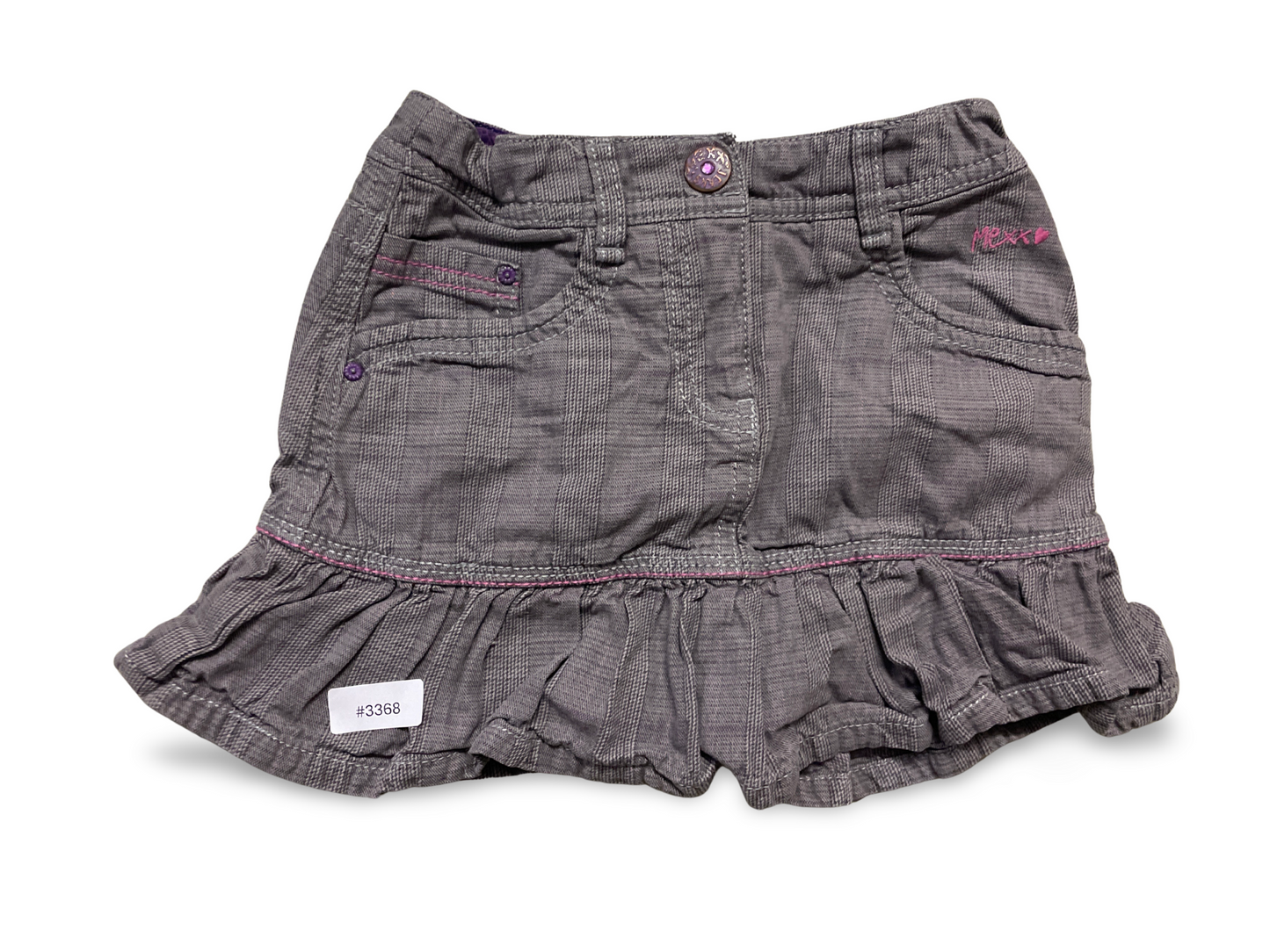 Grey denim skirt with flounce - size 122