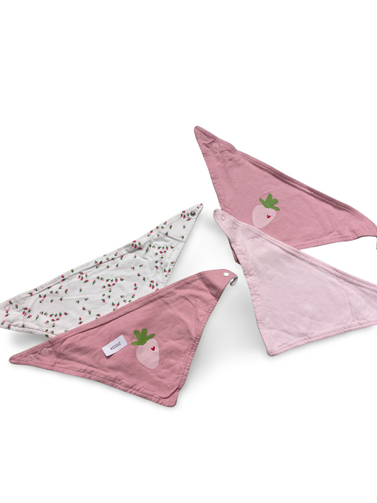 3er Bundle Halstücher rosa weiss mit Erdbeerprint - Gr. 62