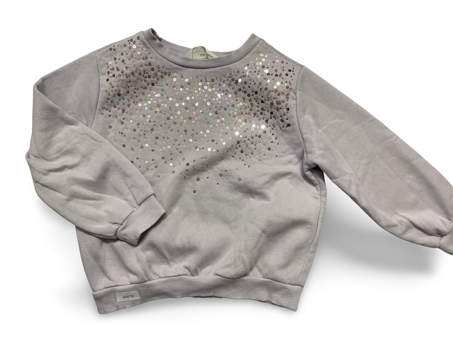 Fliederfarbenes Sweatshirt mit Pailetten - Gr. 122